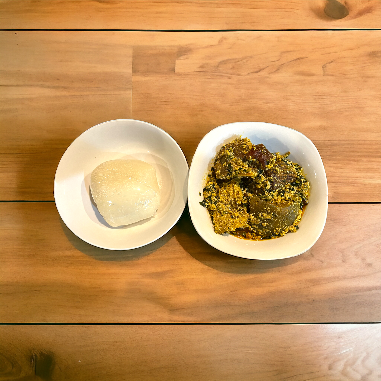 Nigerian Pounded Yam (fufu) and Egusi