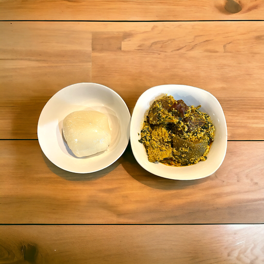 Nigerian Pounded Yam (fufu) and Egusi