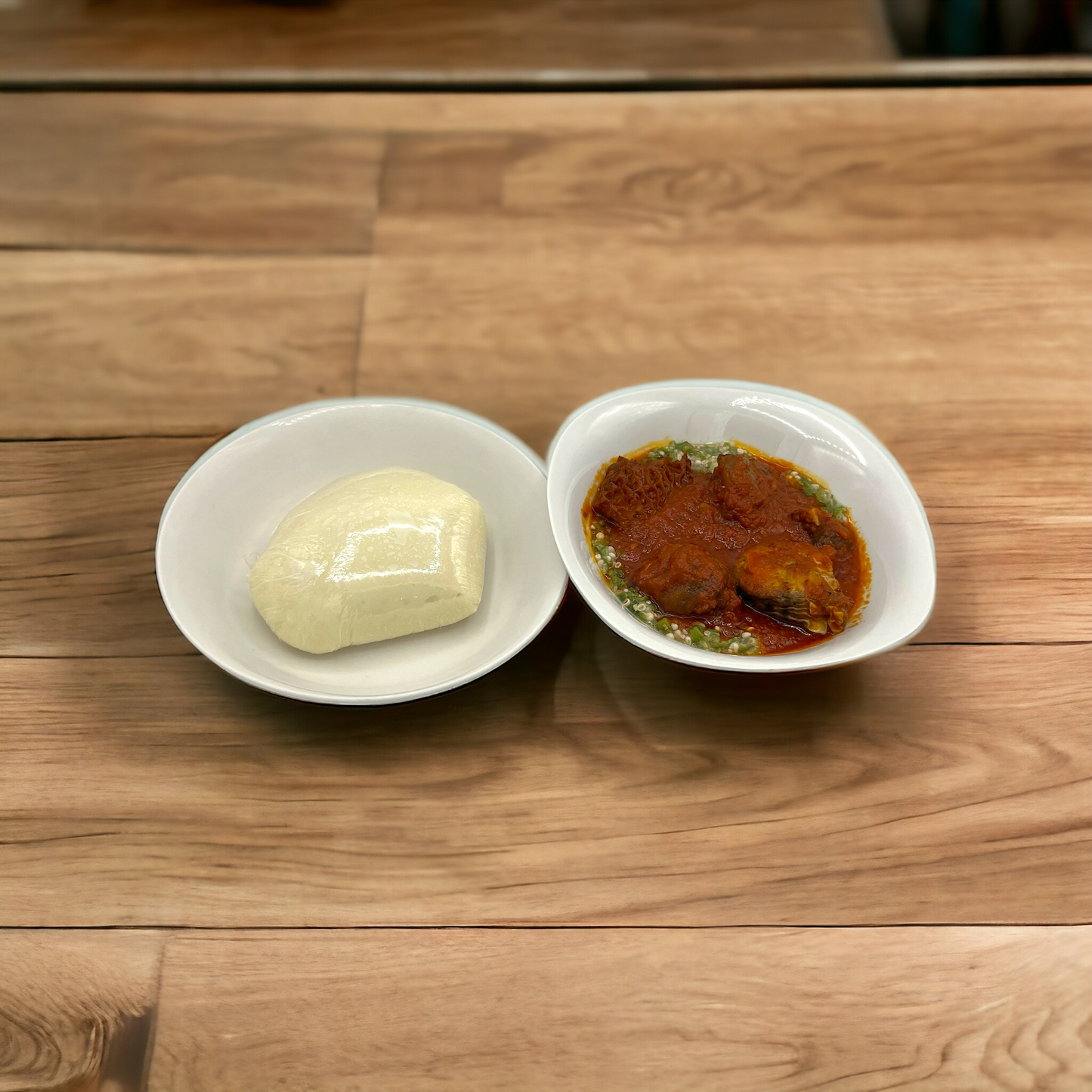 Nigerian Pounded Yam (fufu) with Okro and Stew